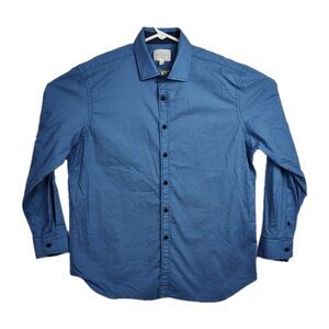 CON.STRUCT Button-Up Shirt Men's XL 17-17 1/2 34-35 Blue Slim Fit Stretch